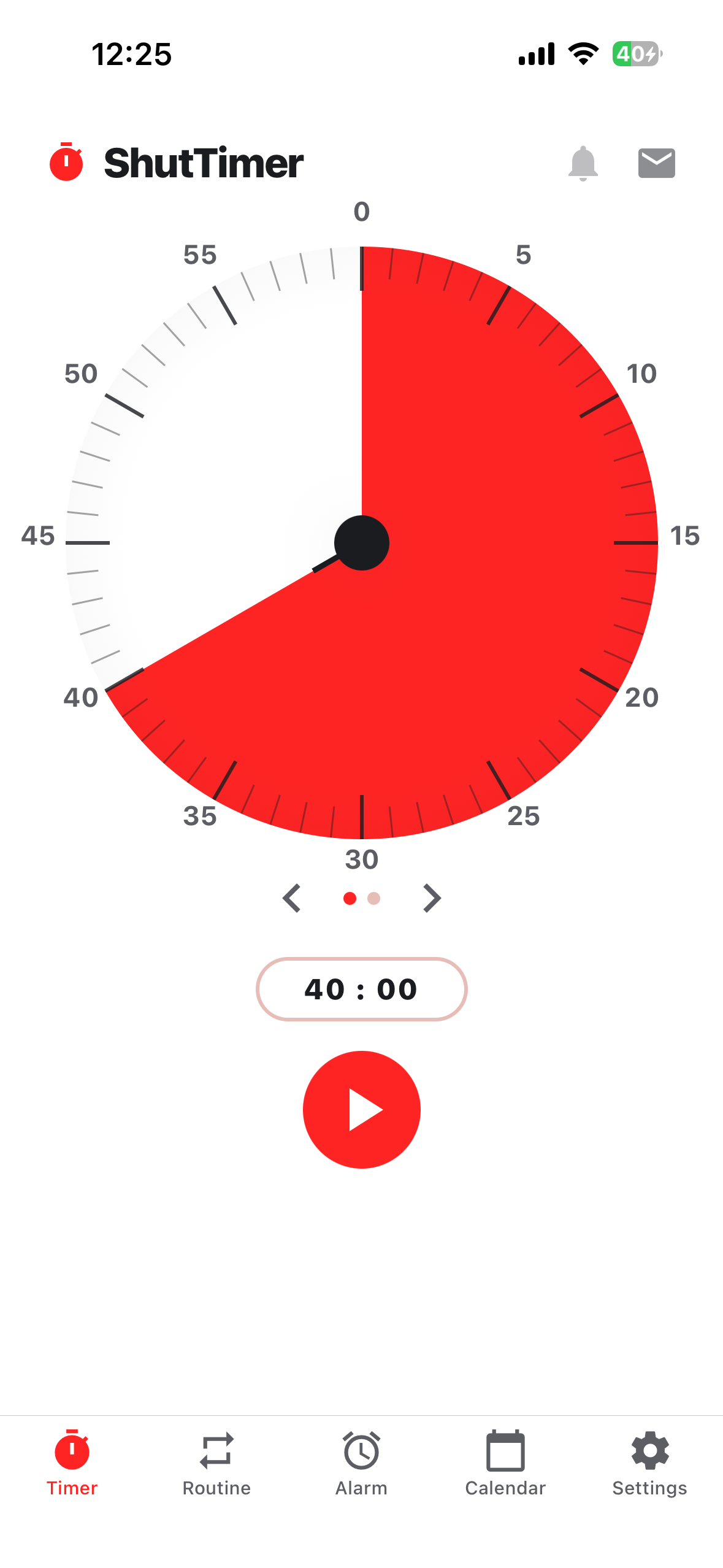 ShutTimer app screen